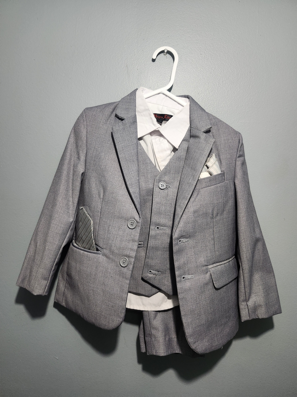 Boys' Light Gray Three-Piece Suit - Jacket, Vest & Pants